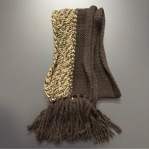 Gruppo‎ Italiano Italy Fringe Scarf Brown Wool Blend Fashion Neck Warmer MCM 72”